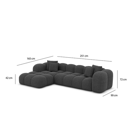 Lounge L-Shap 3 Seats Sofa Dark Grey