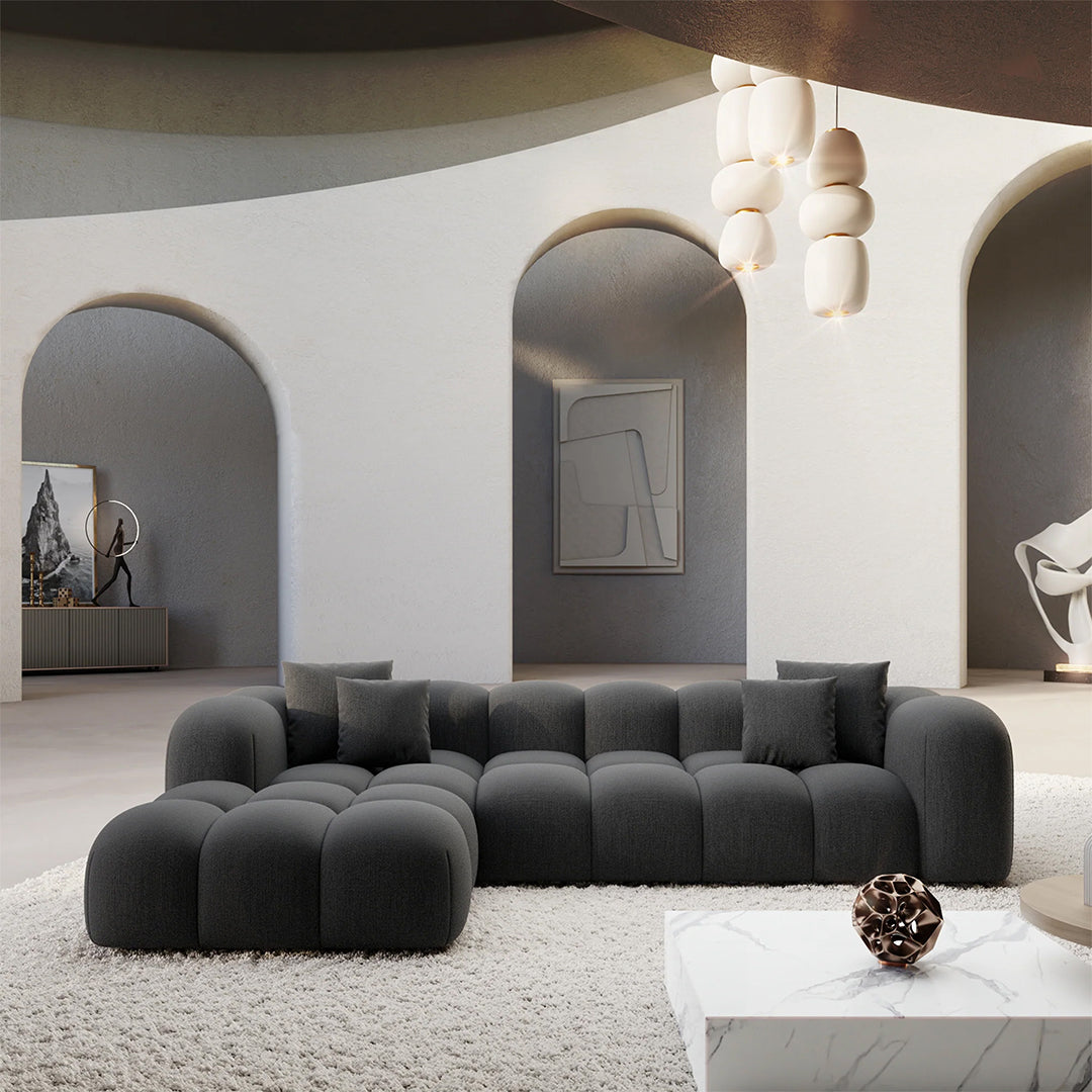 Lounge L-Shap 3 Seats Sofa Dark Grey