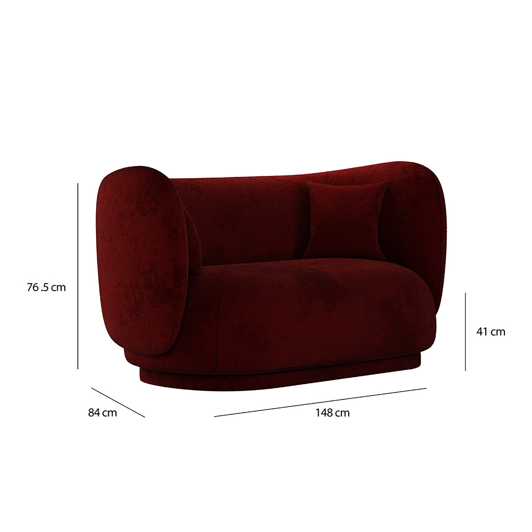 Rico 2 Seats Sofa Dark Red