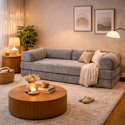 Bed 2 Seats Sofa Grey