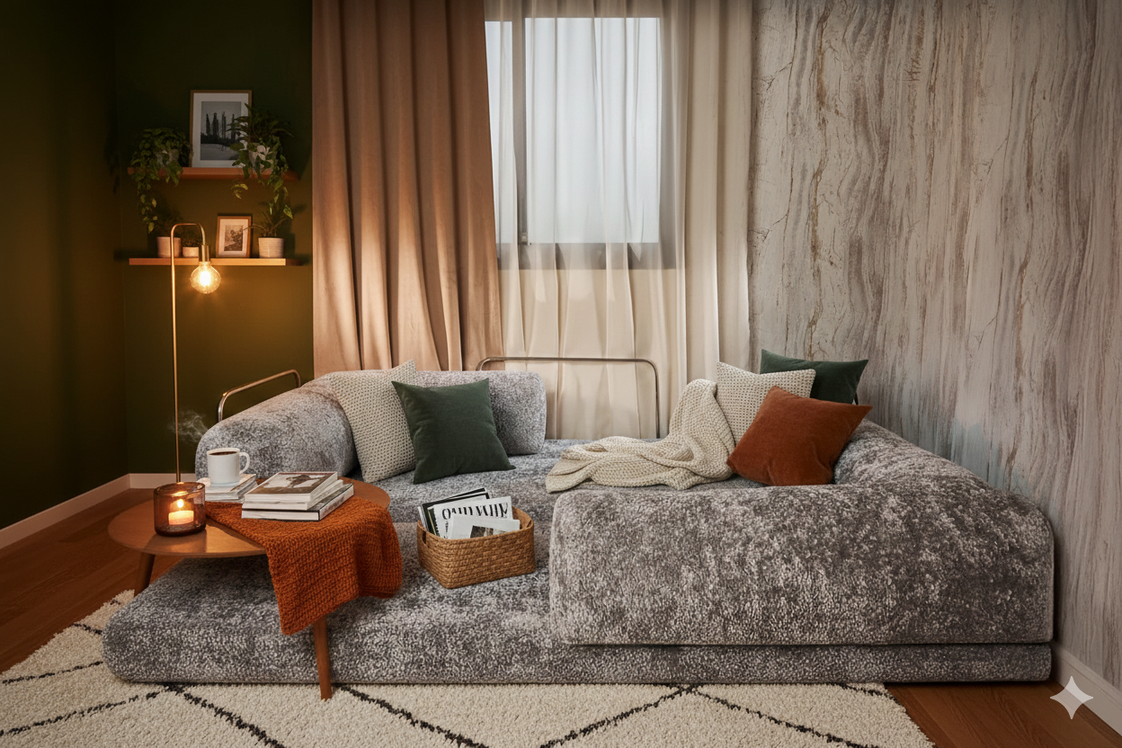 Bed 2 Seats Sofa Grey