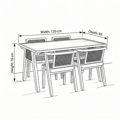 Lassio Table & 4 Chair Set
