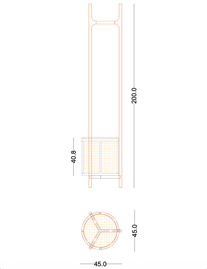 Round Cane & Beech Clothes Stand with Hidden Laundry Basket on Wheels – 200×45 cm