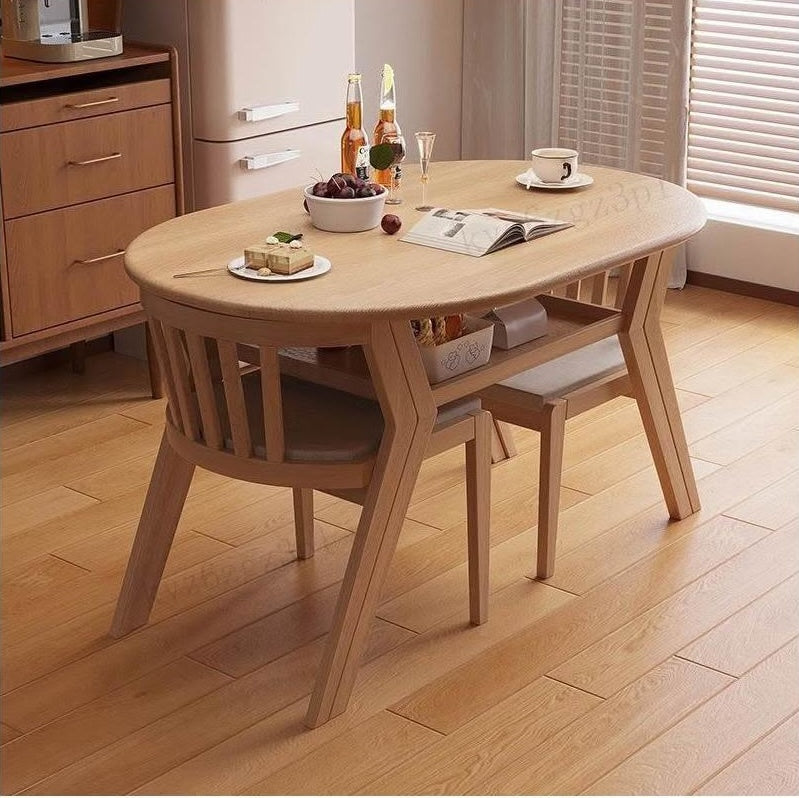Foldable Extendable Dining Table - Solid Wood Top, Space - Saving Design