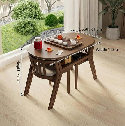 Foldable Extendable Dining Table - Solid Wood Top, Space - Saving Design
