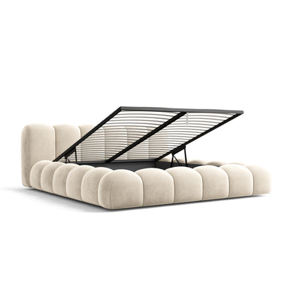 Upholstered Storage Bed with Hydraulic Lift & Slatted Base