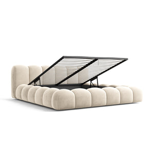 Upholstered Storage Bed with Hydraulic Lift & Slatted Base