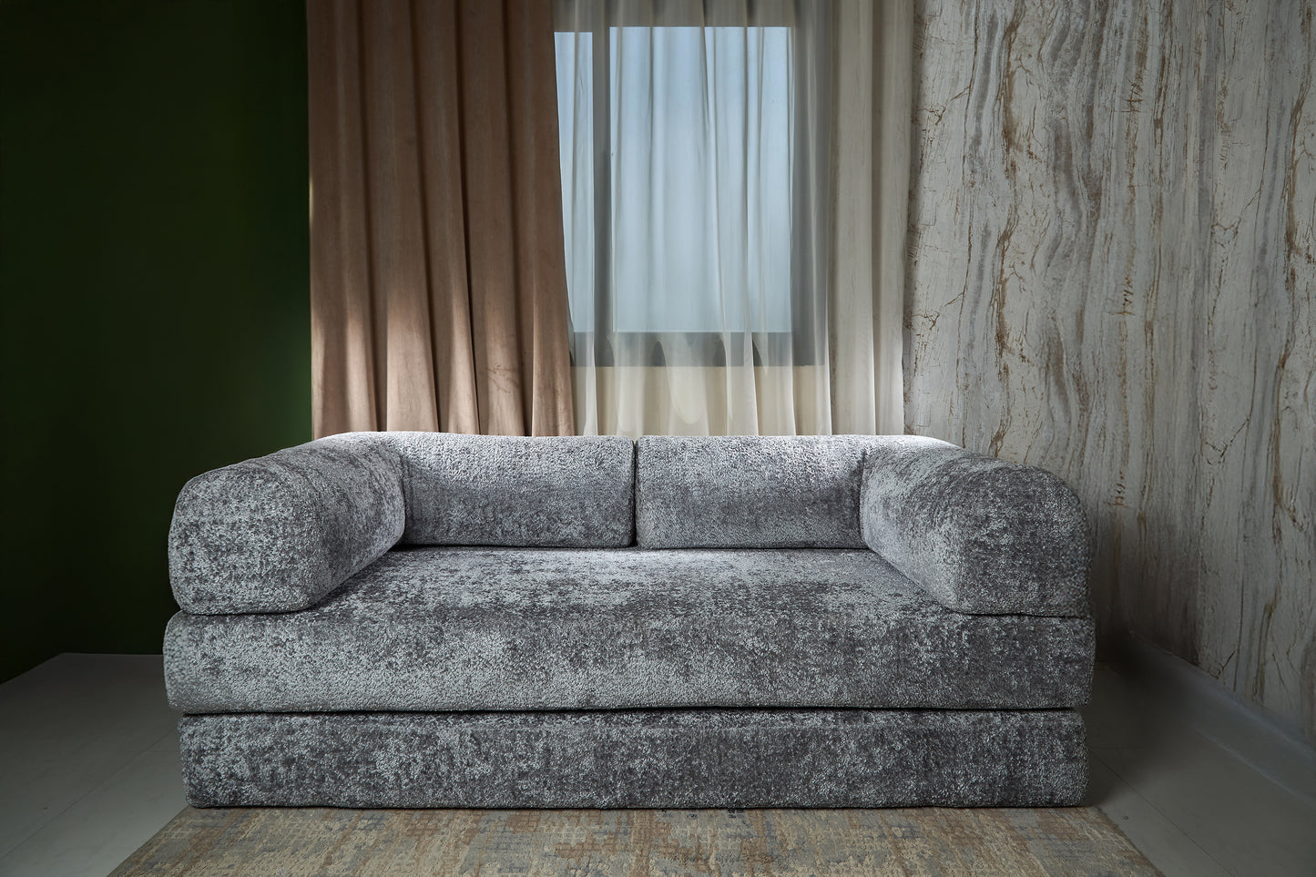 Bed 2 Seats Sofa Grey