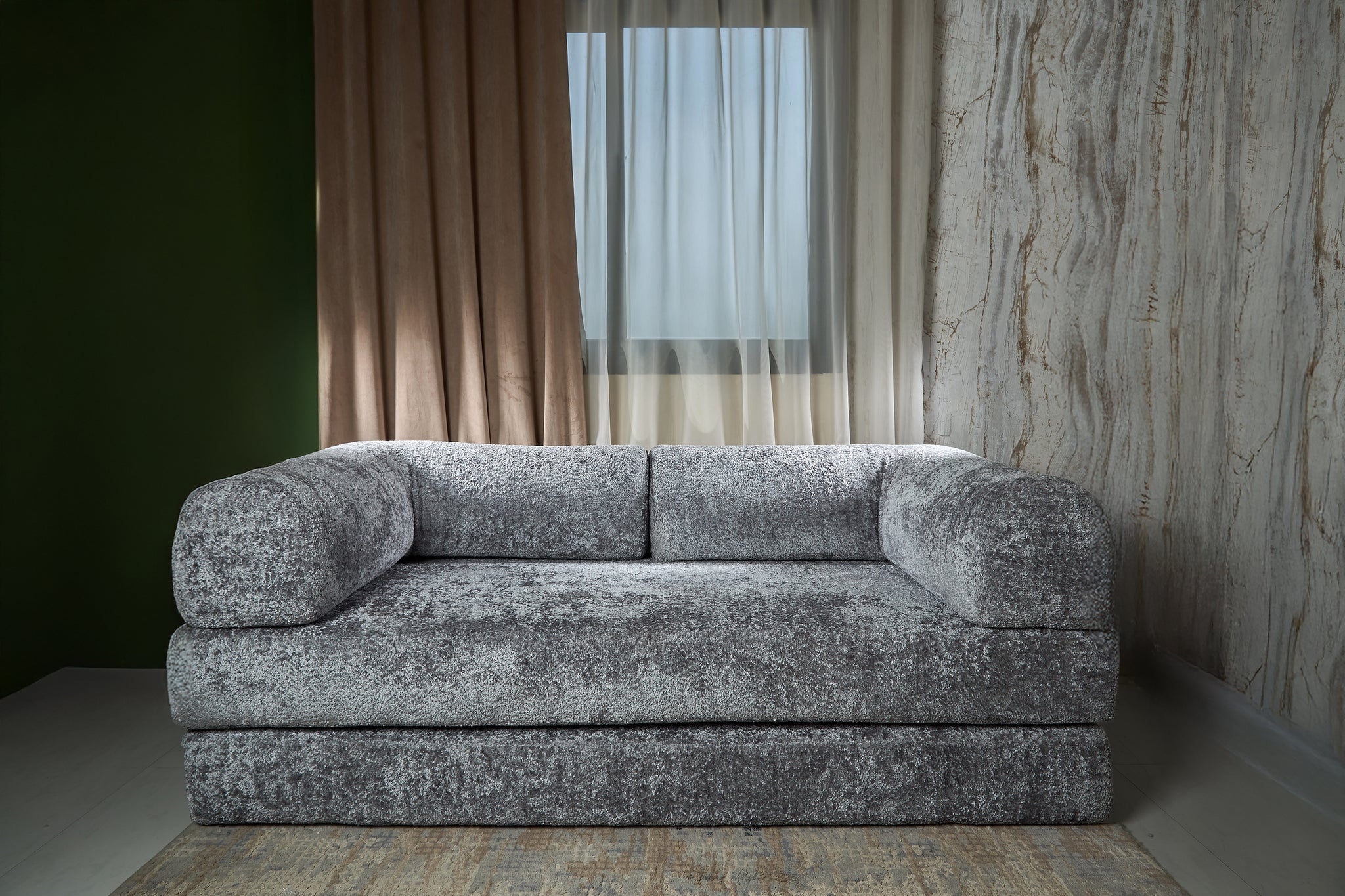Sofa Bed Grey 2 Seats