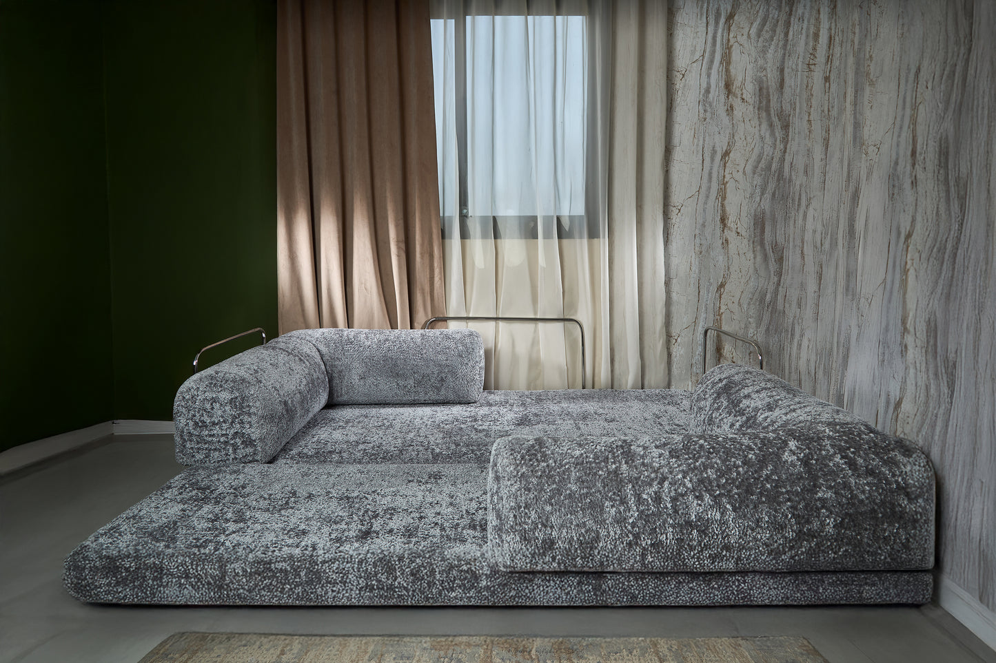 Bed 2 Seats Sofa Grey