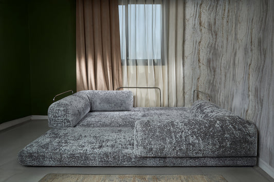 Bed 2 Seats Sofa Grey